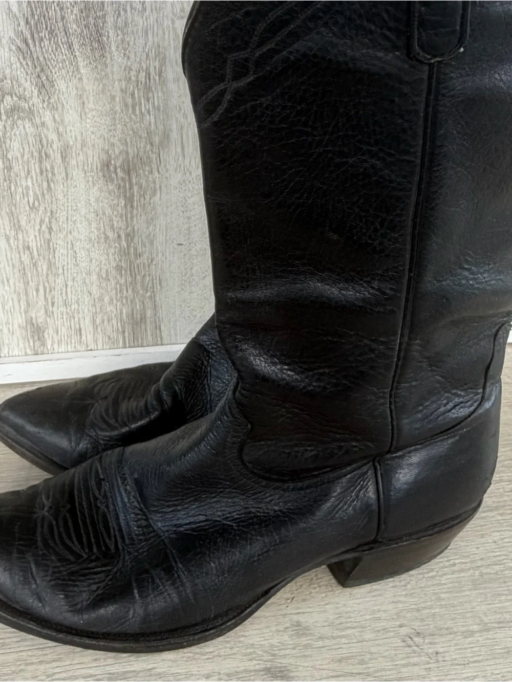 Vintage Anderson Bean Cowboy Boots Men Size 13 Black Leather Western Pointed Toe